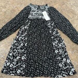 Peek Floral Mock Neck Smocked Dress in Black/White Size 6/7 USED